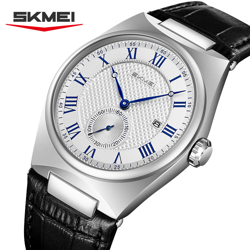 Leather Watch Band Men - SKMEI 9390 Jam Tangan Kuarsa Pria