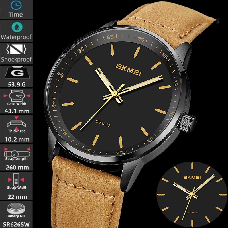 Suede Strap Watch - Skmei jam tangan Quartz gaya sederhana
