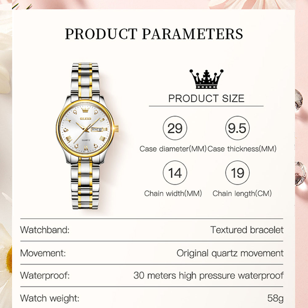 OLEVS jam tangan wanita merek  - Stainless Bracelet Diver ulasan dan harga