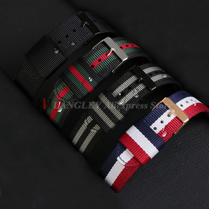 17Mm 19Mm 20Mm Kain Nilon Gela - Canvas Strap Watch ulasan dan harga