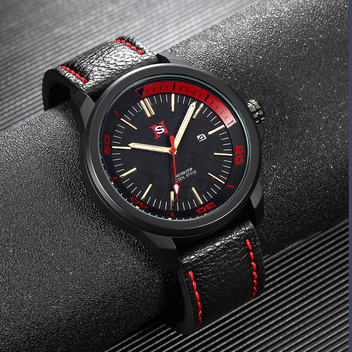 Jam tangan pria mode sederhana - Suede Strap Watch ulasan dan harga